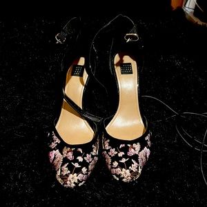 White House black market purple flower heels